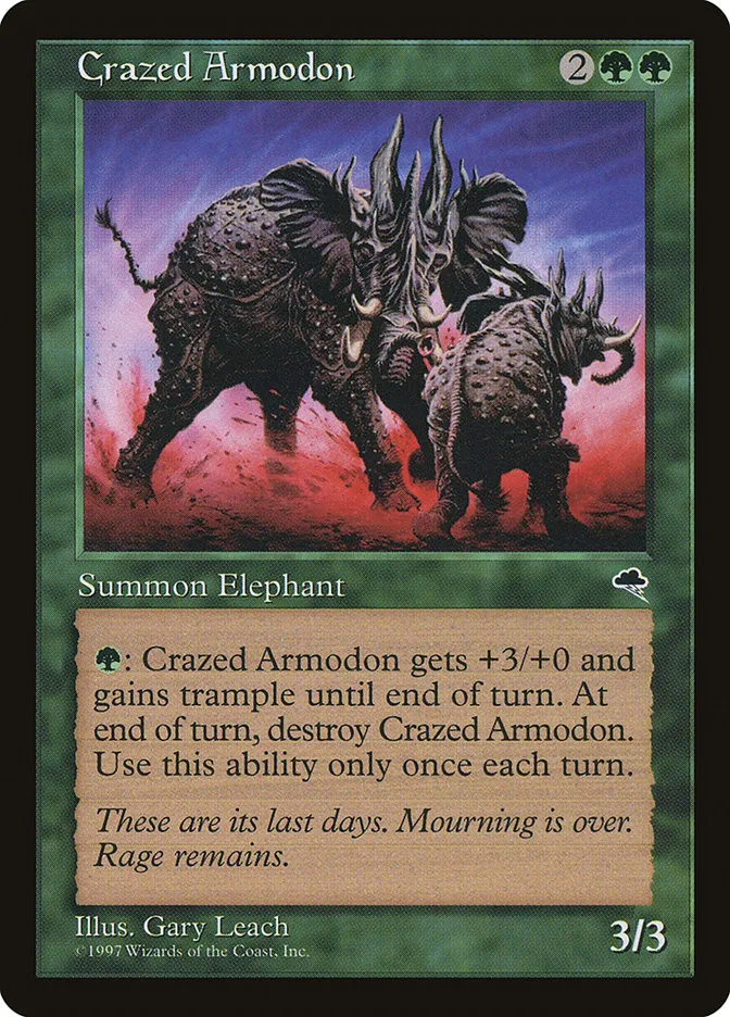 1997 Tempest Crazed Armodon rare #220 rare card image