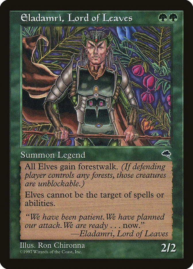 1997 Tempest Eladamri, Lord of Leaves #224 rare card image