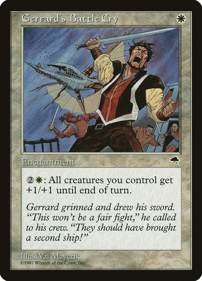 1997 Tempest Gerrard's Battle Cry #21 rare card image