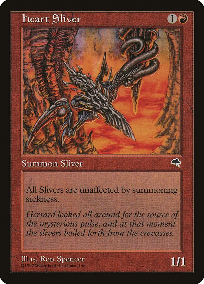 1997 Tempest Heart Sliver common #182 common card image