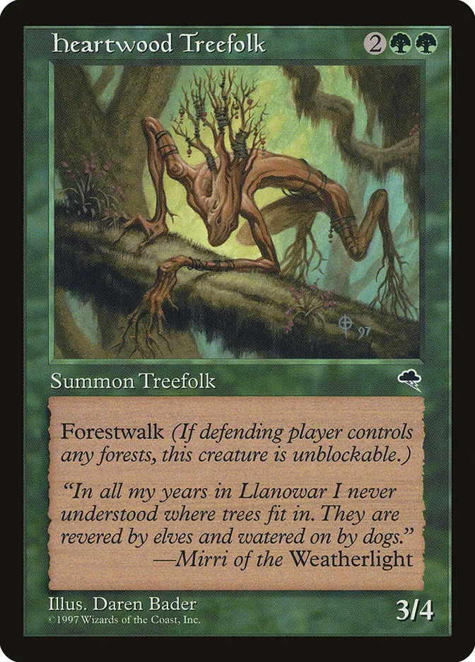 1997 Tempest Heartwood Treefolk uncommon #233 uncommon card image