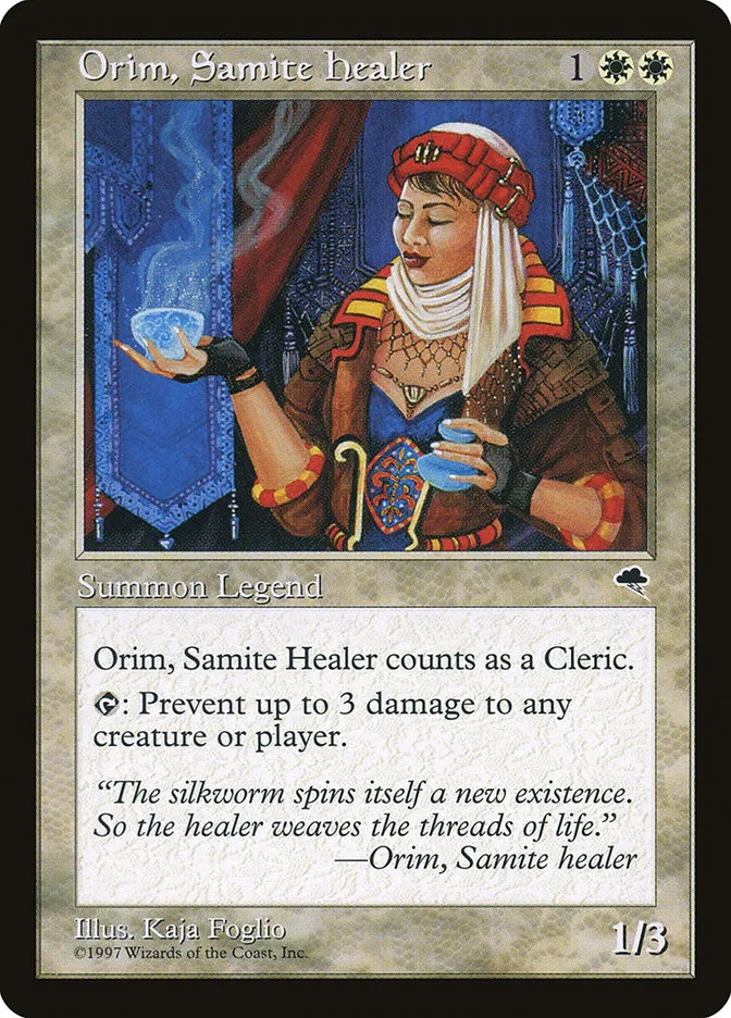 1997 Tempest Orim, Samite Healer #33 rare card image
