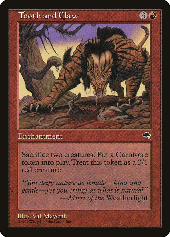 1997 Tempest Tooth and Claw rare #210 rare card image