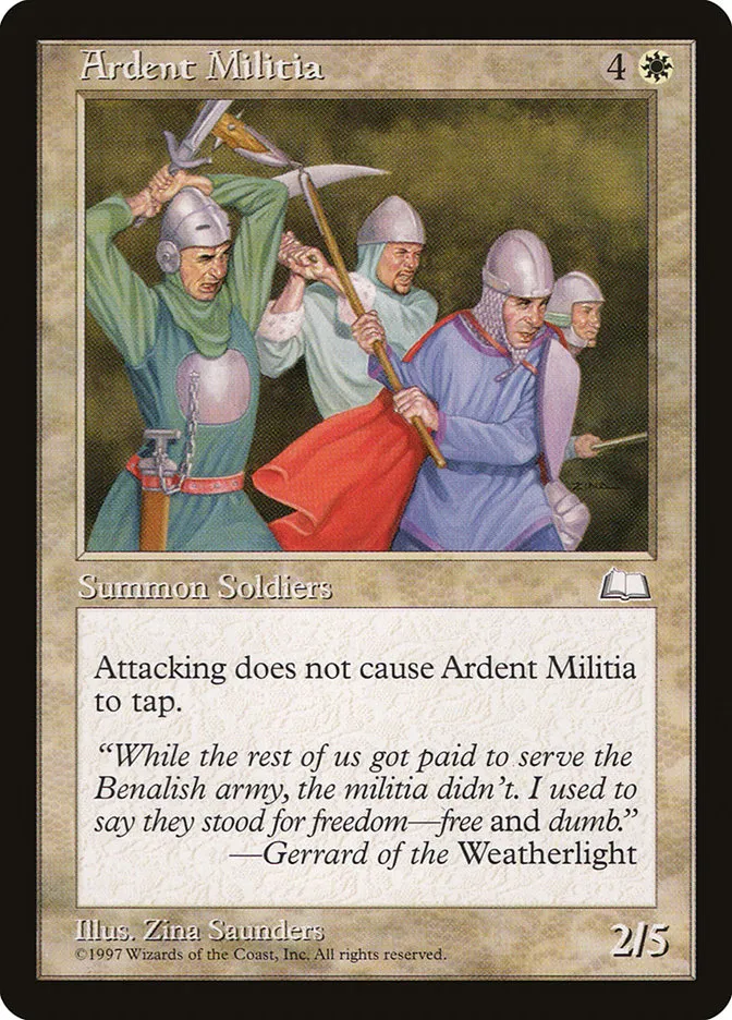 1997 Weatherlight Ardent Militia common #5 common card image