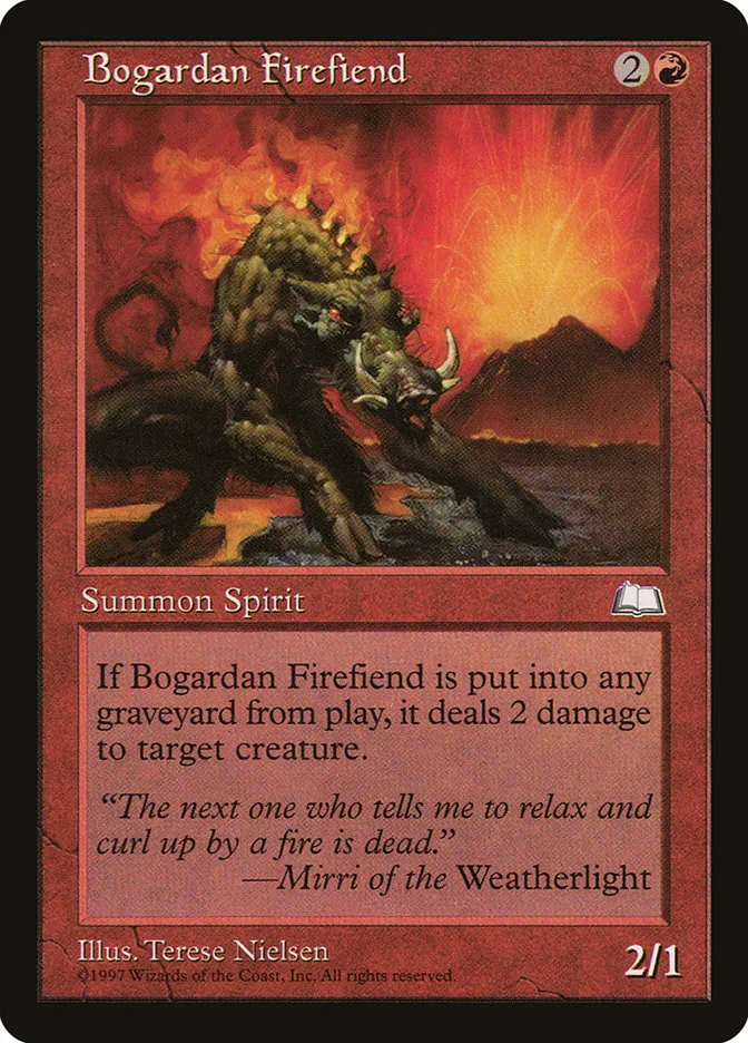 1997 Weatherlight Bogardan Firefiend common #91 common card image