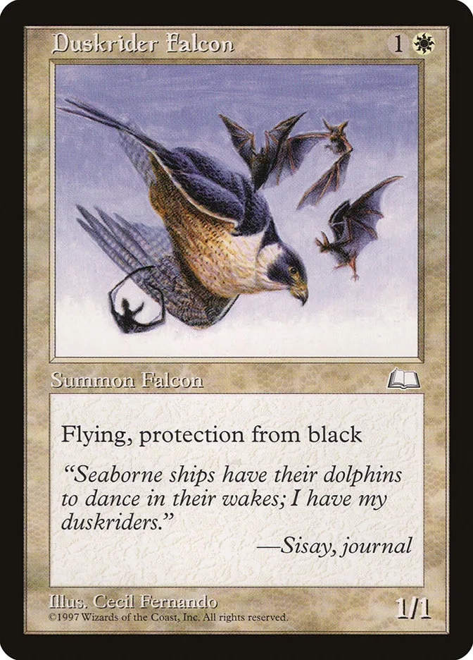 1997 Weatherlight Duskrider Falcon common #12 common card image