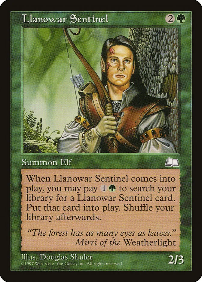 1997 Weatherlight Llanowar Sentinel #134 common card image