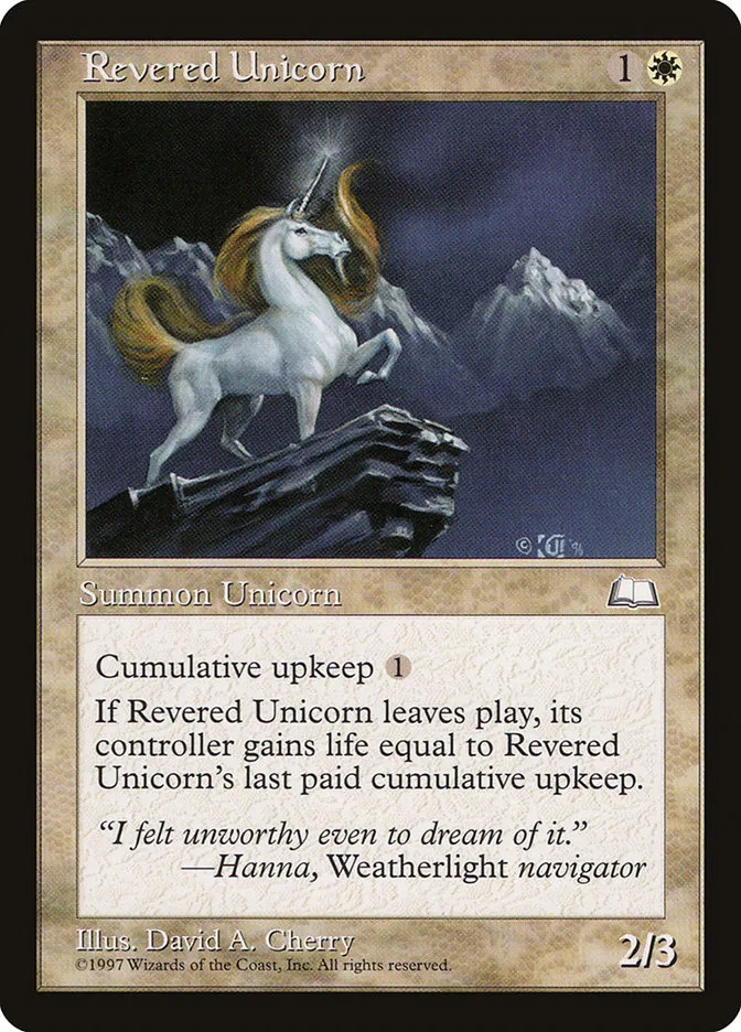 1997 Weatherlight Revered Unicorn uncommon #23 uncommon card image