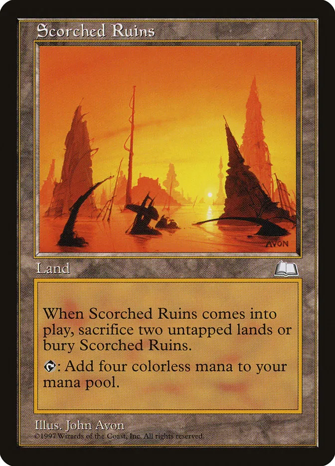 1997 Weatherlight Scorched Ruins #166 rare card image