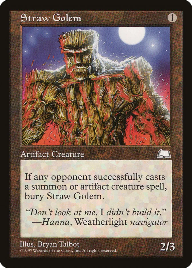 1997 Weatherlight Straw Golem #158 uncommon card image