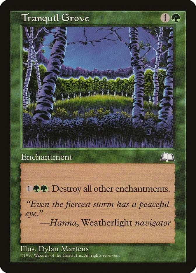 1997 Weatherlight Tranquil Grove rare #142 rare card image