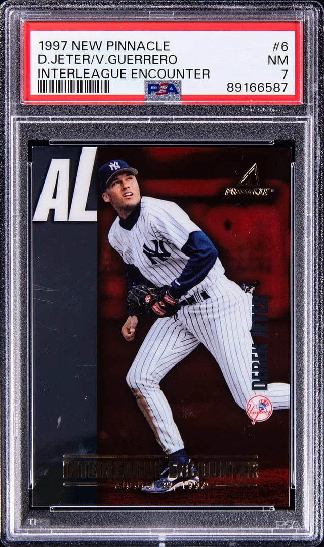 1997 New Pinnacle Interleague Encounter Derek Jeter/Vladimir Guerrero #6 card image