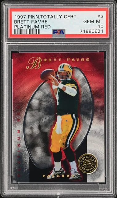 1997 Pinnacle Brett Favre Totally Certified Platinum Red #3 card image