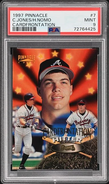 1997 Pinnacle Chipper Jones/Hideo Nomo Cardfrontation #7 card image