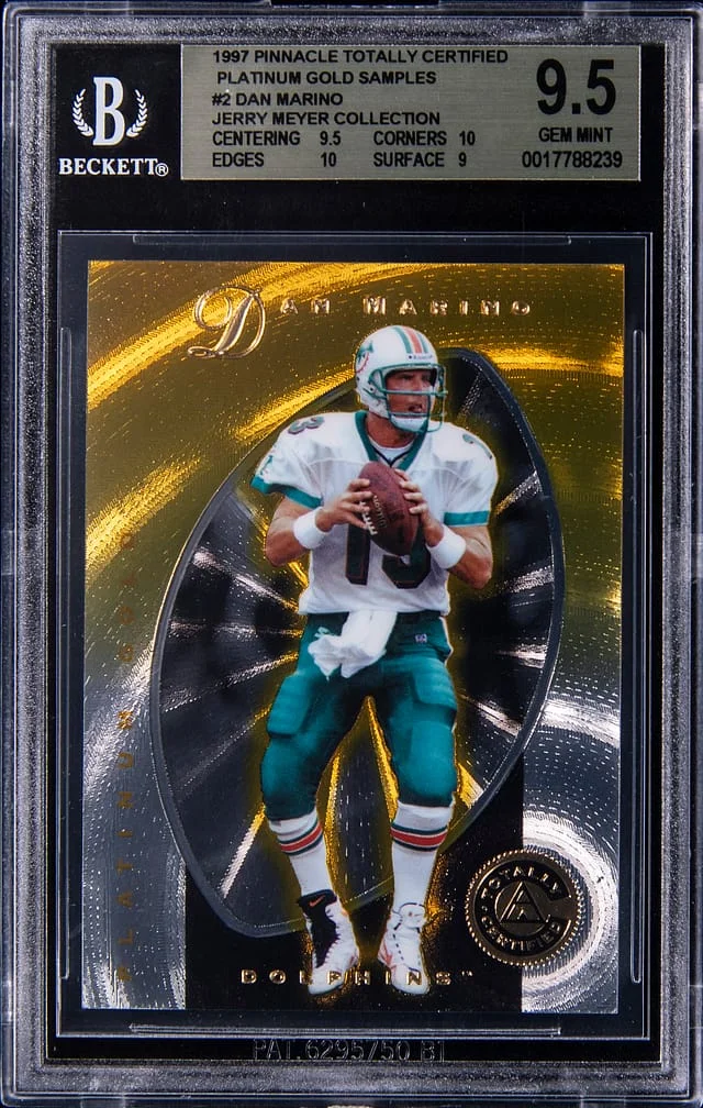 1997 Pinnacle Dan Marino (/30) - Jerry Meyer Collection Totally Certified Platinum Gold Samples #2 card image