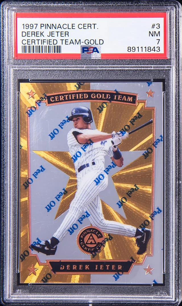 1997 Pinnacle Derek Jeter (#451) Certified Gold Team W/Coating #3 card image