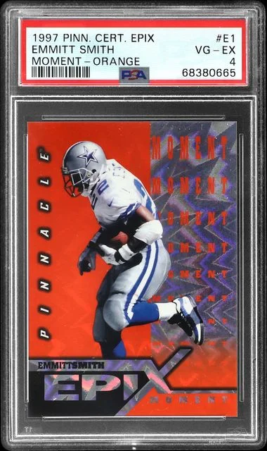 1997 Pinnacle Emmitt Smith Certified Epix Moment Orange #E1 card image
