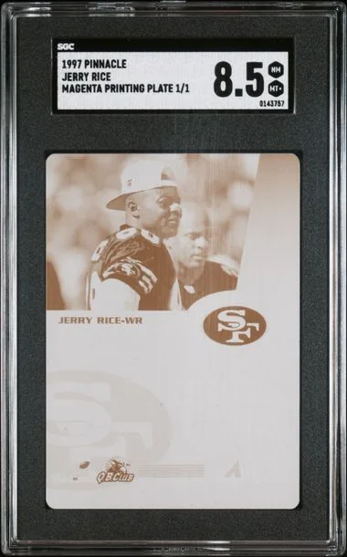 1997 Pinnacle Magenta Printing Plate Jerry Rice #no-number card image