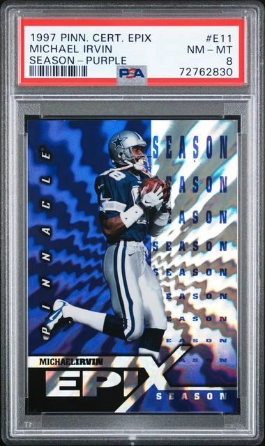 1997 Pinnacle Michael Irvin Certified Epix Season Purple #E11 card image