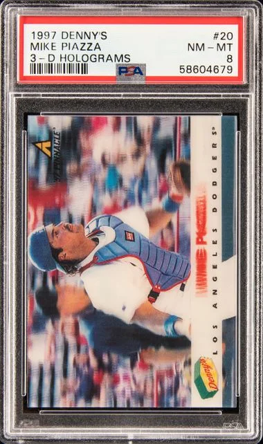 1997 Pinnacle Mike Piazza Denny's 3-D Holograms #20 card image