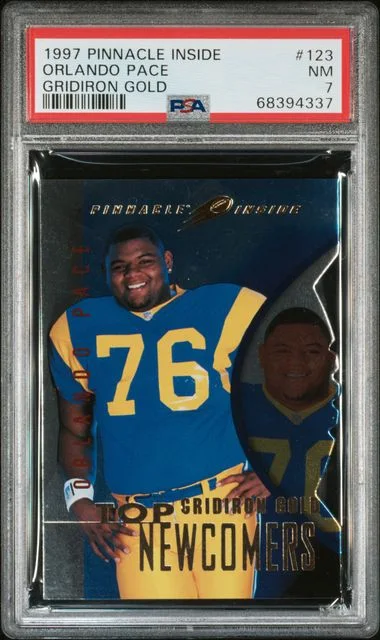 1997 Pinnacle Orlando Pace Inside Gridiron Gold #123 card image