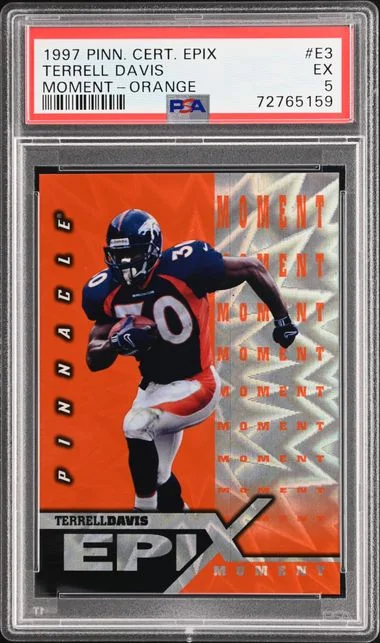 1997 Pinnacle Terrell Davis Certified Epix Moment Orange #E3 card image