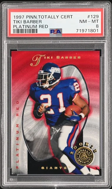 1997 Pinnacle Tiki Barber Totally Certified Platinum Red #129 card image