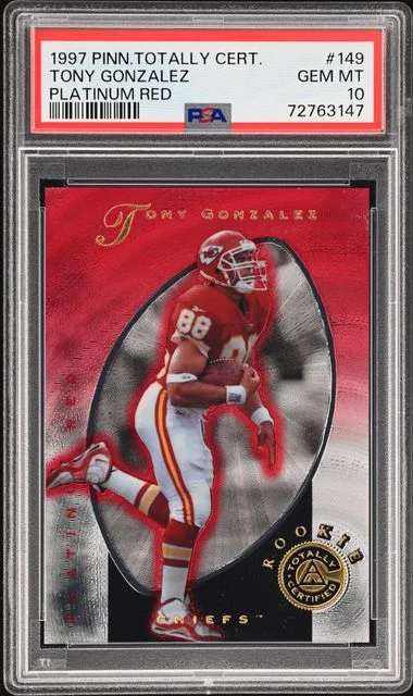 1997 Pinnacle Tony Gonzalez Rookei Totally Certified Platinum Red #149 card image