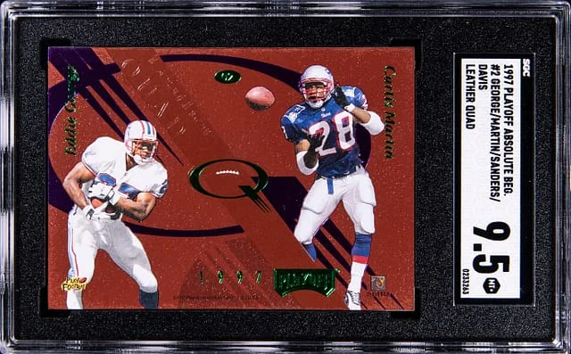 1997 Playoff Absolute Memorabilia George/Martin/Sanders/Davis Leather Quad #02 card image