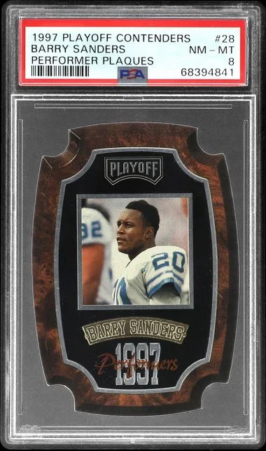1997 Playoff Contenders Barry Sanders Performer Plaques #28 card image