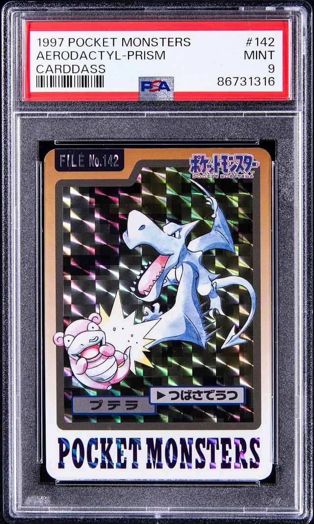 1997 Pocket Monsters Carddass Prism Aerodactyl #142 card image