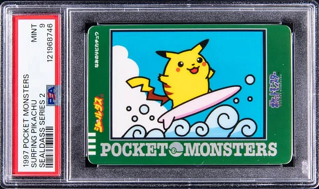 1997 Pocket Monsters Sealdass Series Surfing Pikachu #2 card image