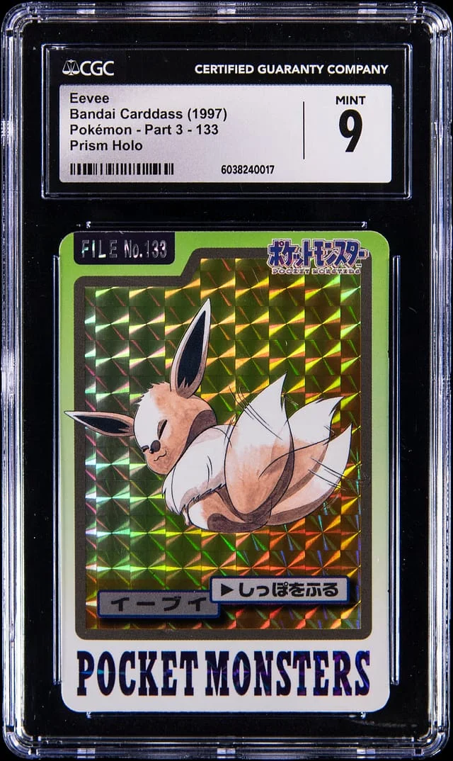 1997 Pokemon Bandai Carddass Part 3 Prism Holo Eevee #133 card image