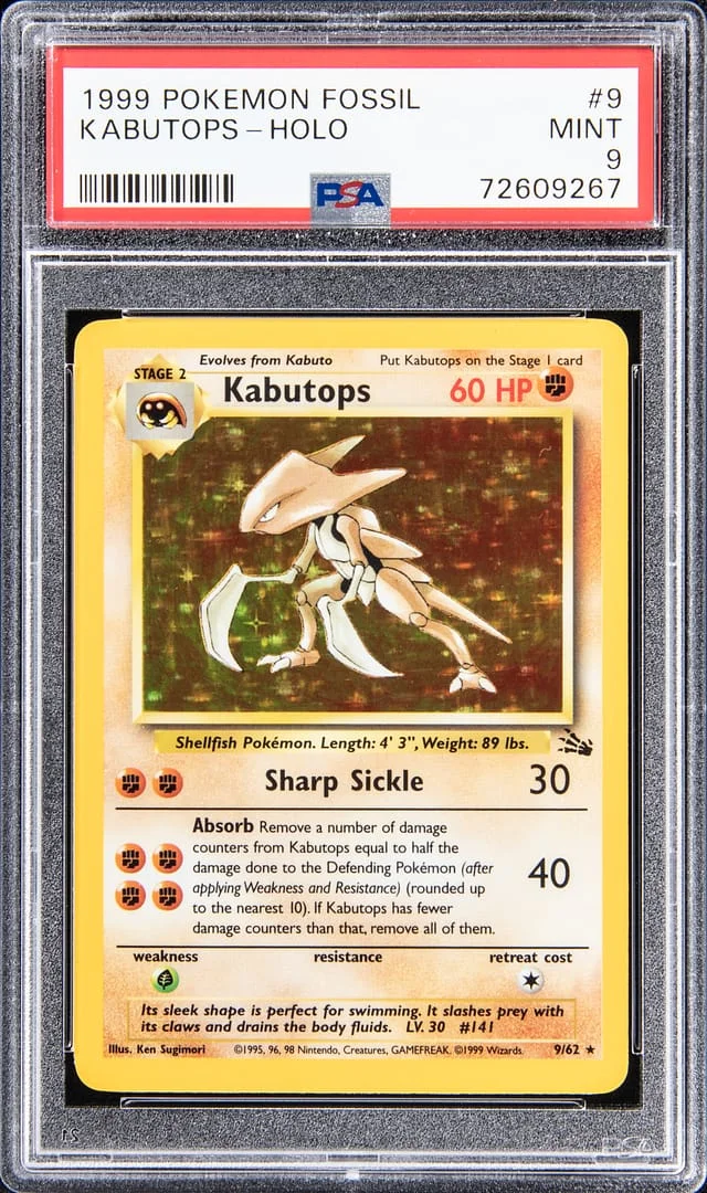 1997 Pokemon Fossil Kabutops - Holo #9 card image
