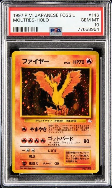 1997 Pokemon Japanese Fossil Moltres-Holo #146 card image