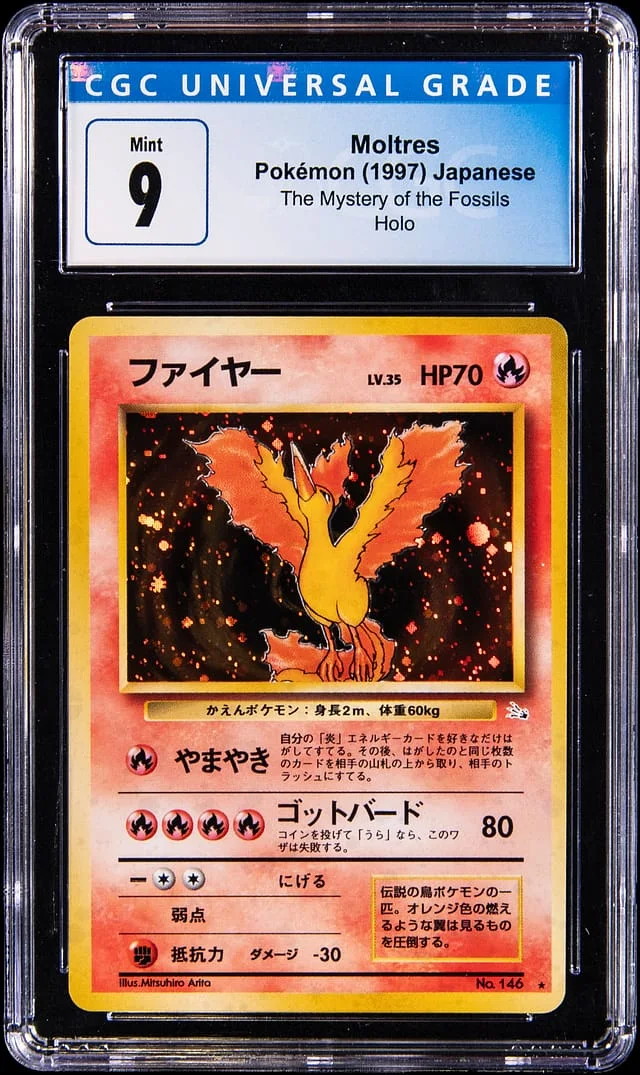 1997 Pokemon Japanese Mystery Of The Fossils Holo Moltres #146 card image