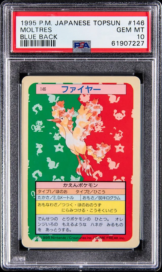 1997 Pokemon Japanese Topsun Moltres, Blue Back #146 card image