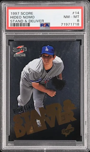 1997 Score Hideo Nomo Stand & Deliver #14 card image
