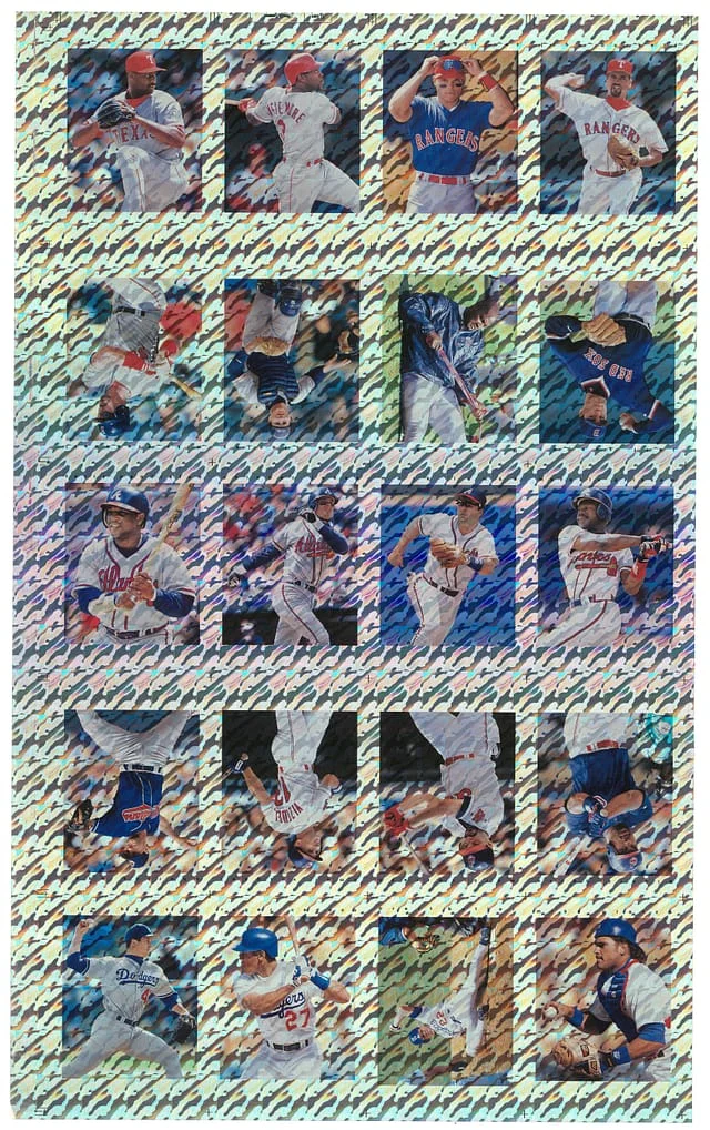 1997 Score x 18.5 - Featuring Ivan Rodriguez, Chipper Jones, Mike Piazza Team Collection Platinum Uncut Pre-Production Sheet #11 card image