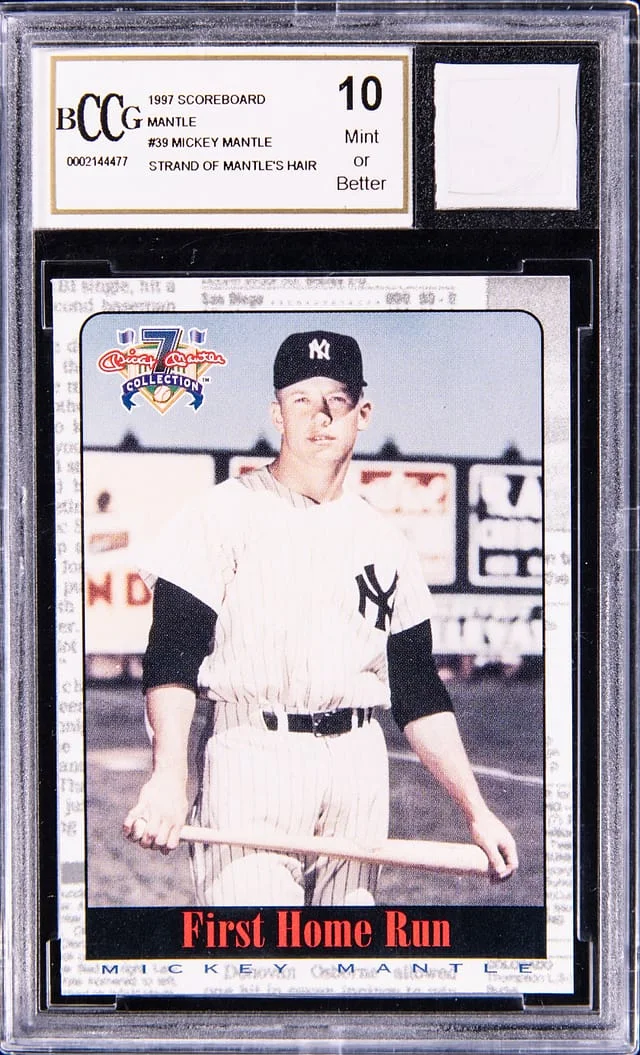 1997 Scoreboard Mantle Collection Strand of Hair Mickey Mantle DNA #39 card image
