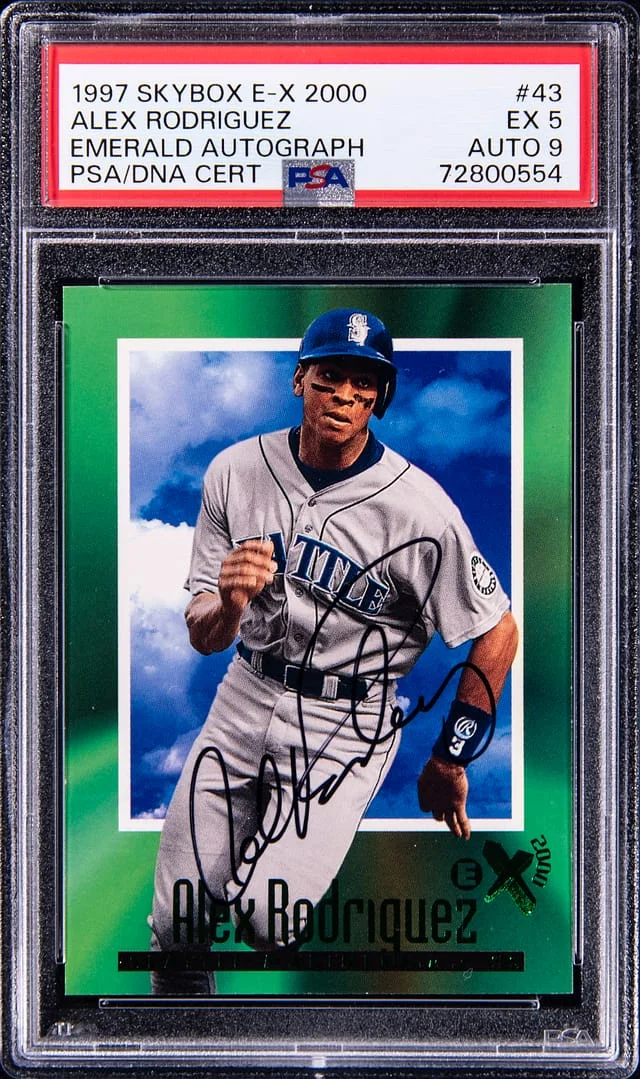 1997 SkyBox E-X 2000 Alex Rodriguez Emerald Autograph #43 card image