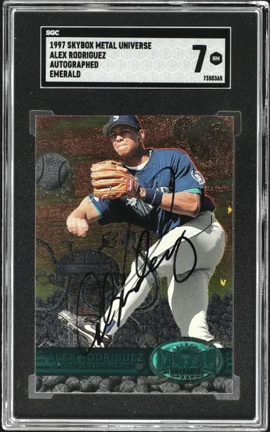 1997 SkyBox Metal Universe Autographed Emerald Alex Rodriguez #no-number card image