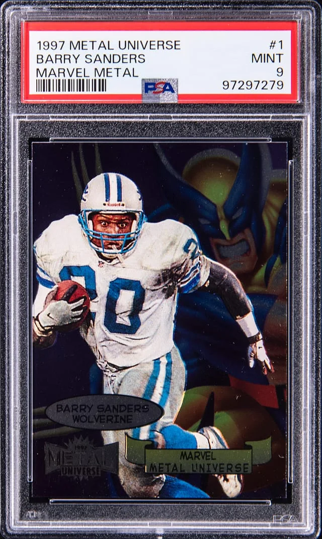 1997 SkyBox Metal Universe Barry Sanders Marvel Metal #1 card image