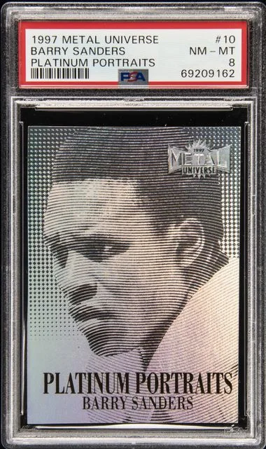 1997 SkyBox Metal Universe Barry Sanders Platinum Portraits #10 card image