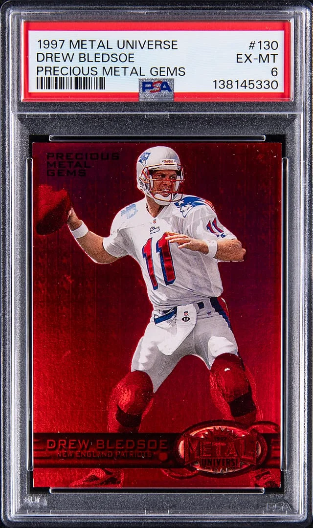 1997 SkyBox Metal Universe Drew Bledsoe Precious Metal Gems (PMG) #130 card image