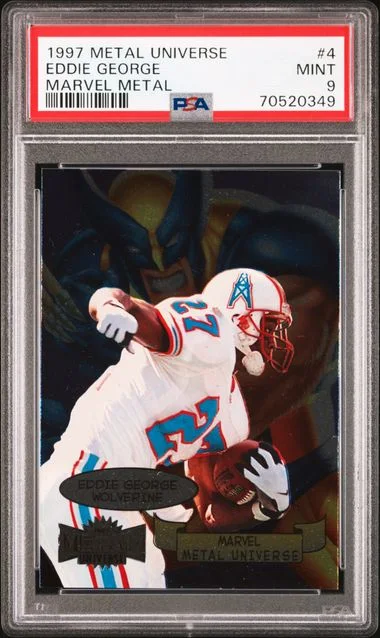 1997 SkyBox Metal Universe Eddie George Marvel Metal #4 card image