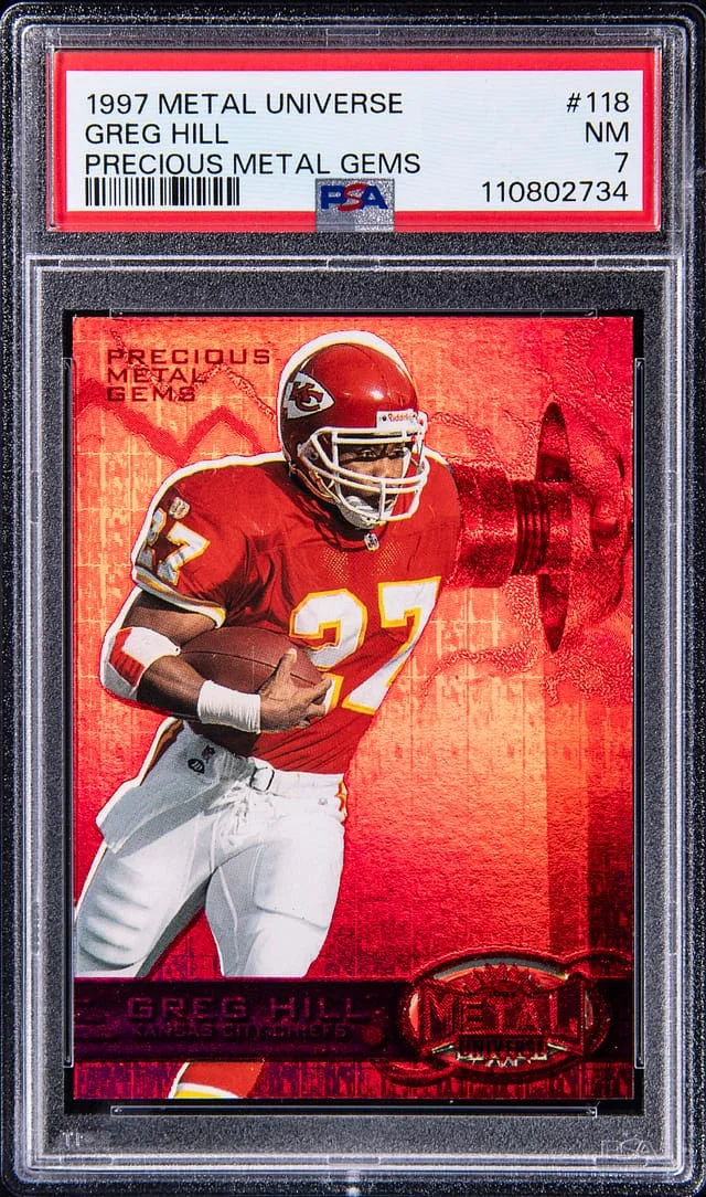 1997 SkyBox Metal Universe Greg Hill Precious Metal Gems (PMG) #118 card image