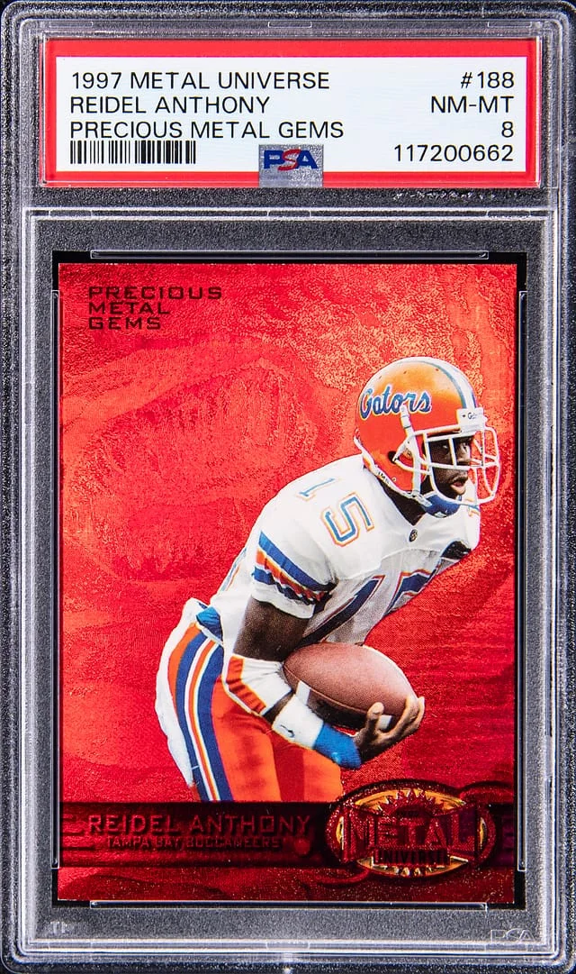 1997 SkyBox Metal Universe Reidel Anthony Precious Metal Gems (PMG) Red #188 card image