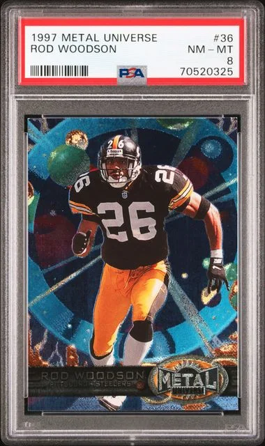 1997 SkyBox Metal Universe Rod Woodson Precious Metal Gems (PMG) Red #36 card image
