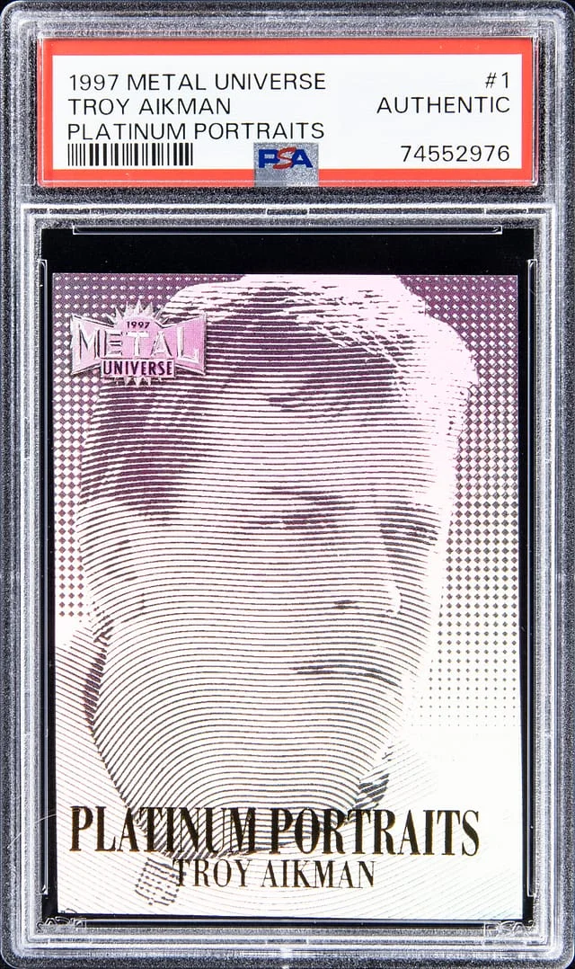 1997 SkyBox Metal Universe Troy Aikman Platinum Portraits #1 card image